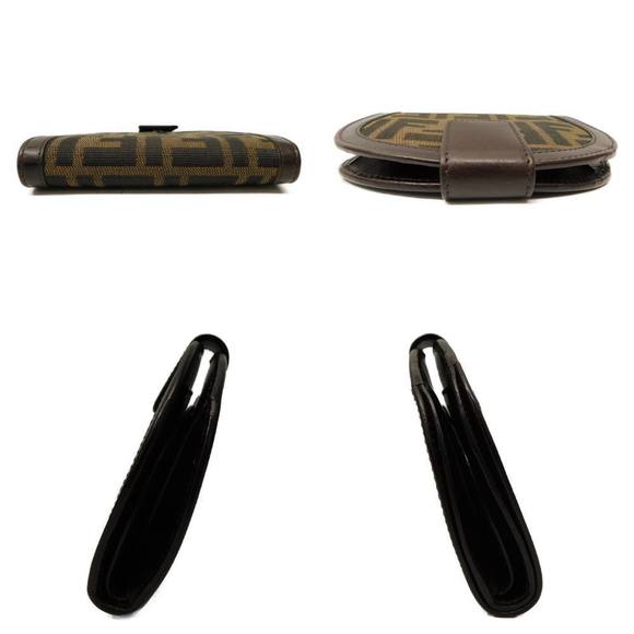 Fendi Bifold Compact Wallet Zucca Pattern Leather Brown - Picture 3 of 12